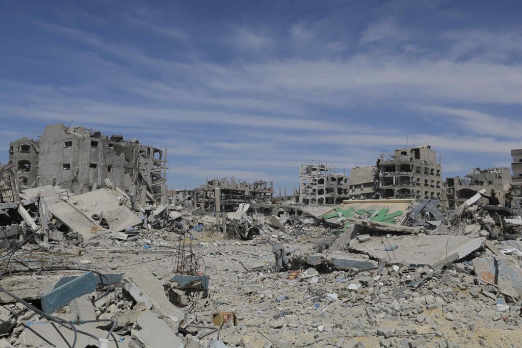 destruction caused by israeli bombing of jabalia camp, gaza strip