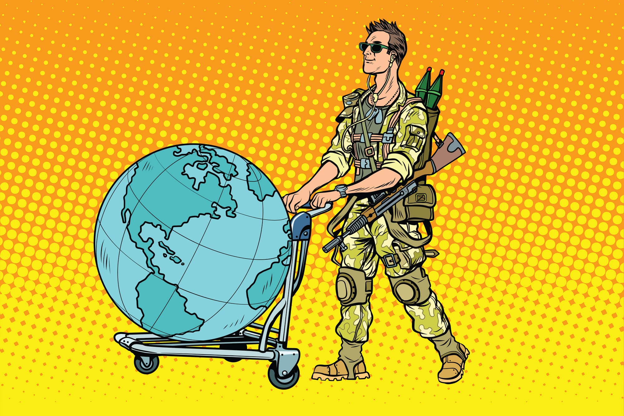 military tourism, the mercenary with a cart earth