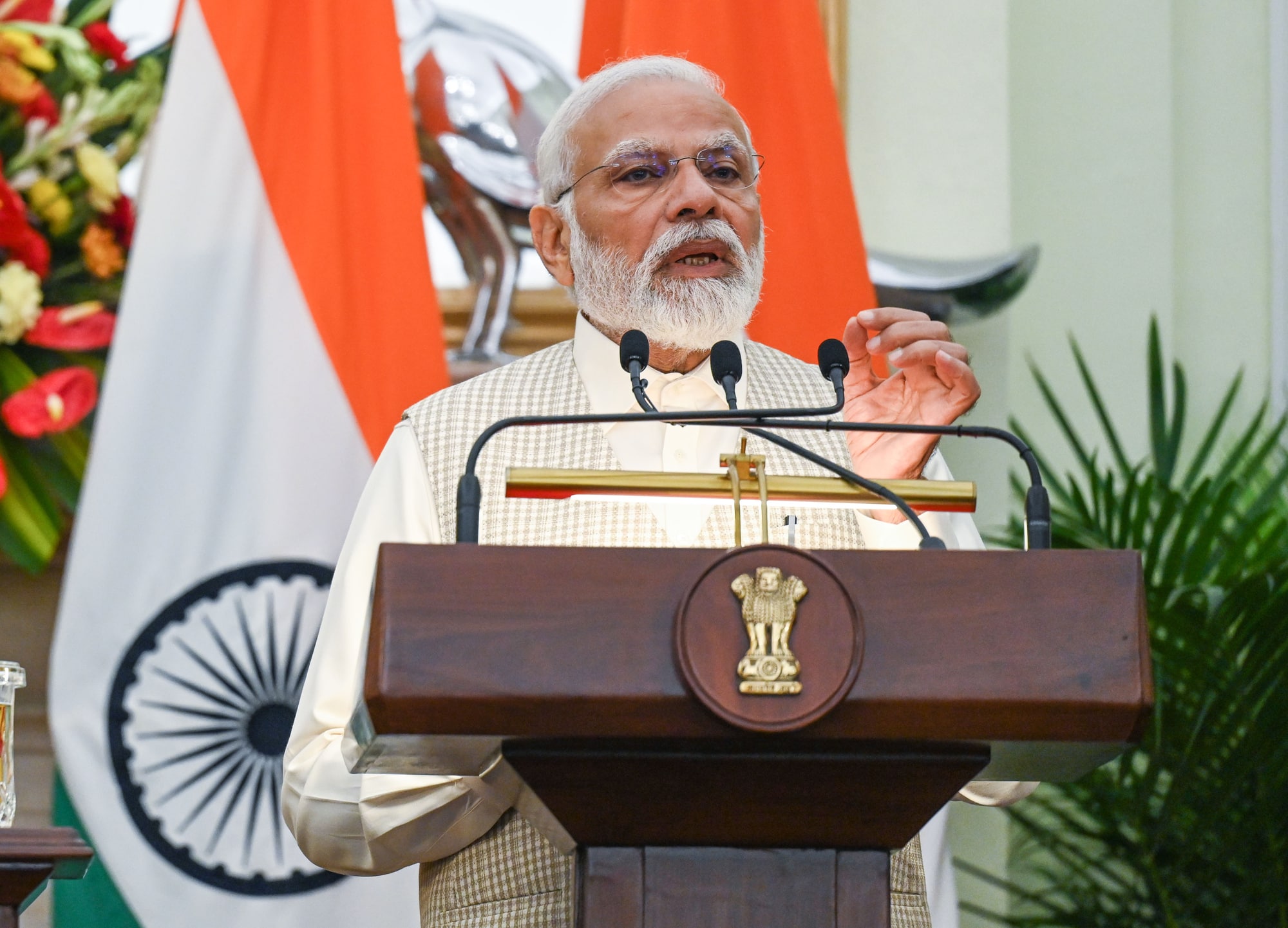 prime minister narendra modi holds talks with sri lankan president ranil wickremesinghe in delhi
