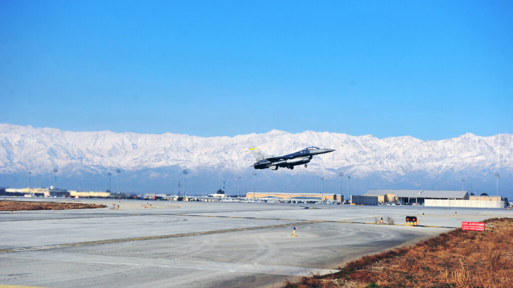 f 16 takes off at bagram