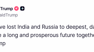 Trump: Looks Like We Lost India and Russia to China