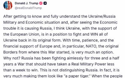 Trump: Ukraine Is in a Position to WIN All of Ukraine Back, Some of Russia