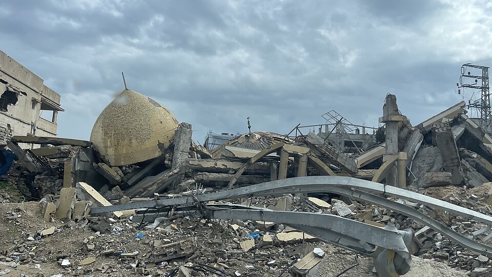 a mosque destroyed in the jabalia area of the gaza strip