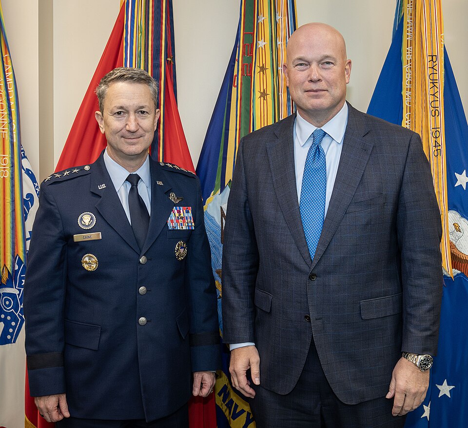 chairman of the joint chiefs of staff general dan caine meets united states ambassador to nato matthew whitaker at the pentagon, usa on april 17, 2025 chairman of the joint chiefs of staff general dan caine meets united states ambassador to nato matthew whitaker at the pentagon, usa on april 17, 2025