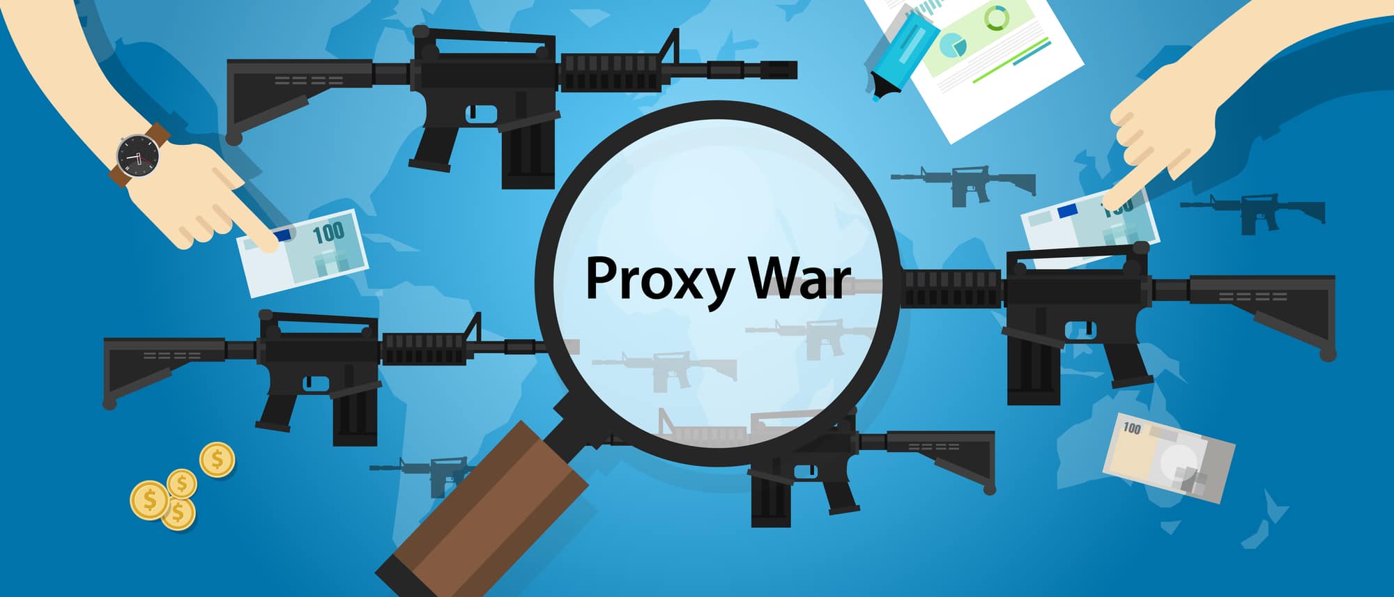 proxy war arms conflict world international dispute money business hands control