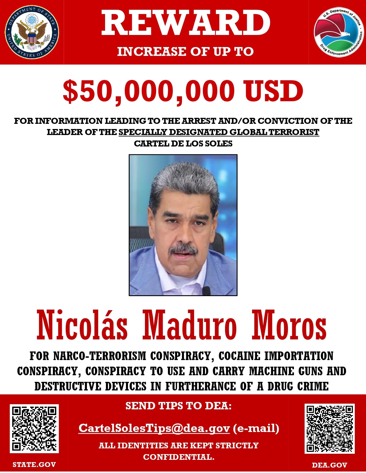 nicolás maduro reward poster (50 million)