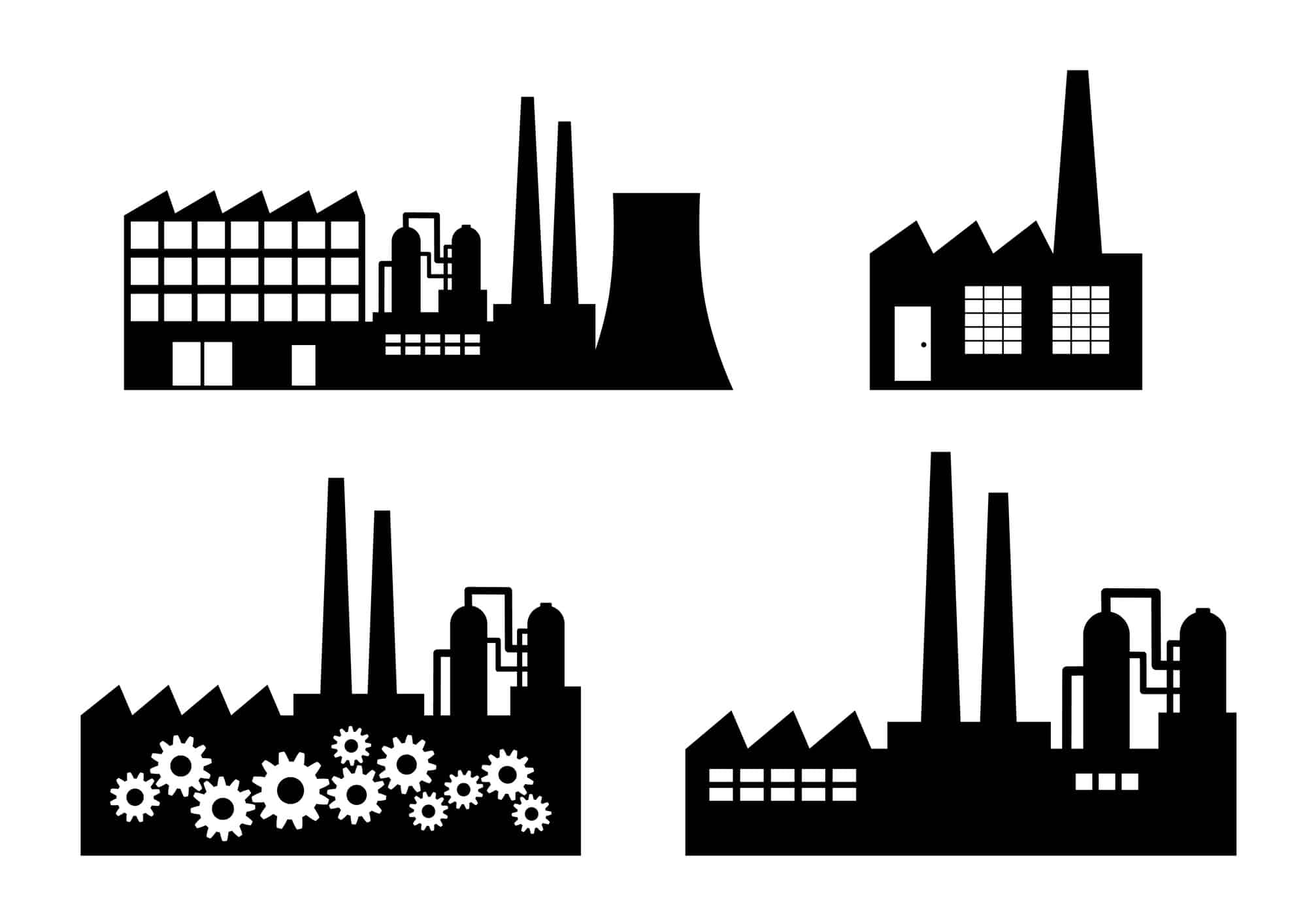 factory icons on white background factory icons on white background