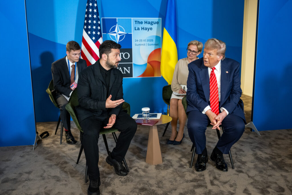 president donald trump participates in a bilateral meeting with ukrainian president volodymyr zelenskyy p20250625dt 0743