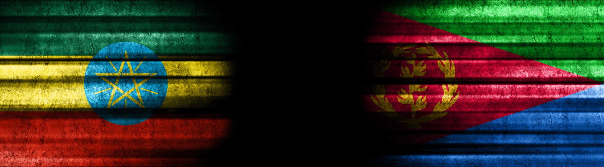 ethiopia and eritrea flags on black