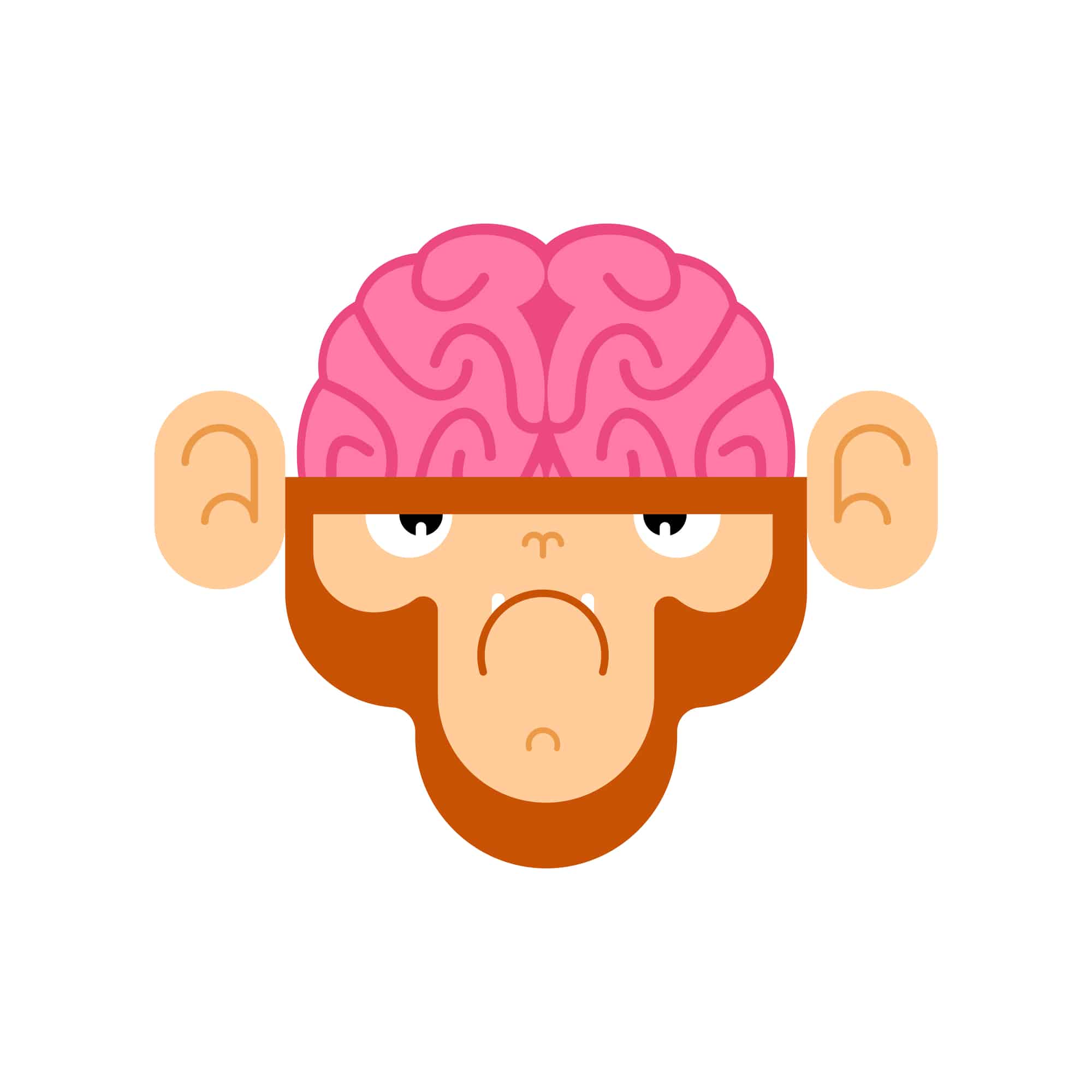 monkey with brain. gorilla with brains. vector illustration