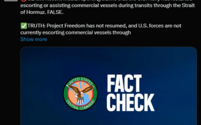 CENTCOM: Media Falsely Reported the Navy Is Attempting to Assist Ships Through the Strait of Hormuz