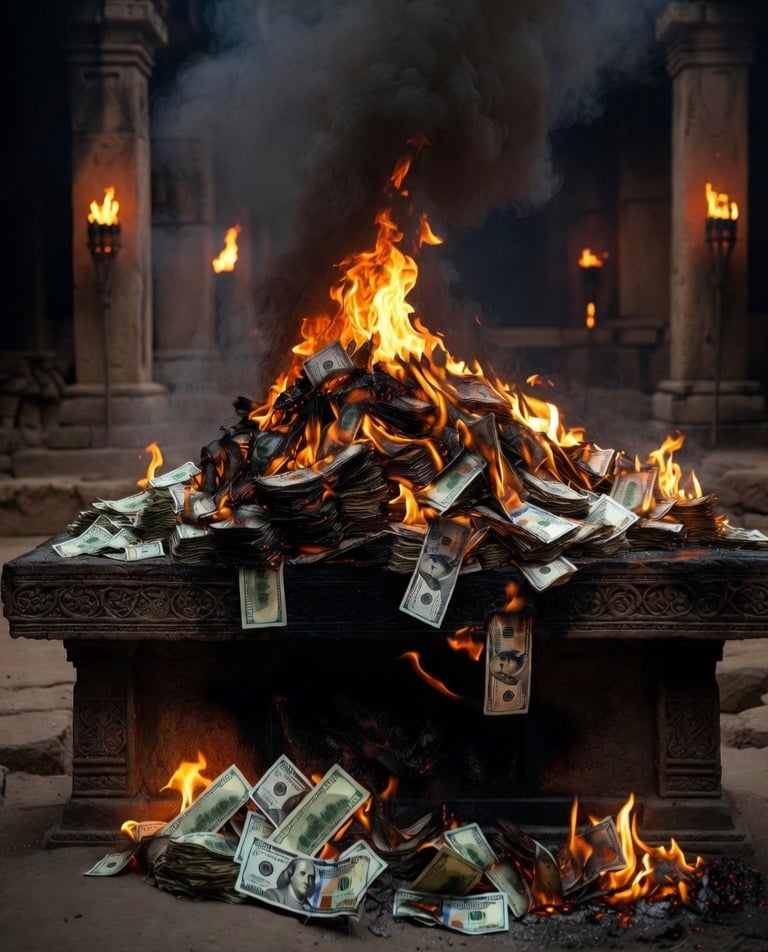 money on fire