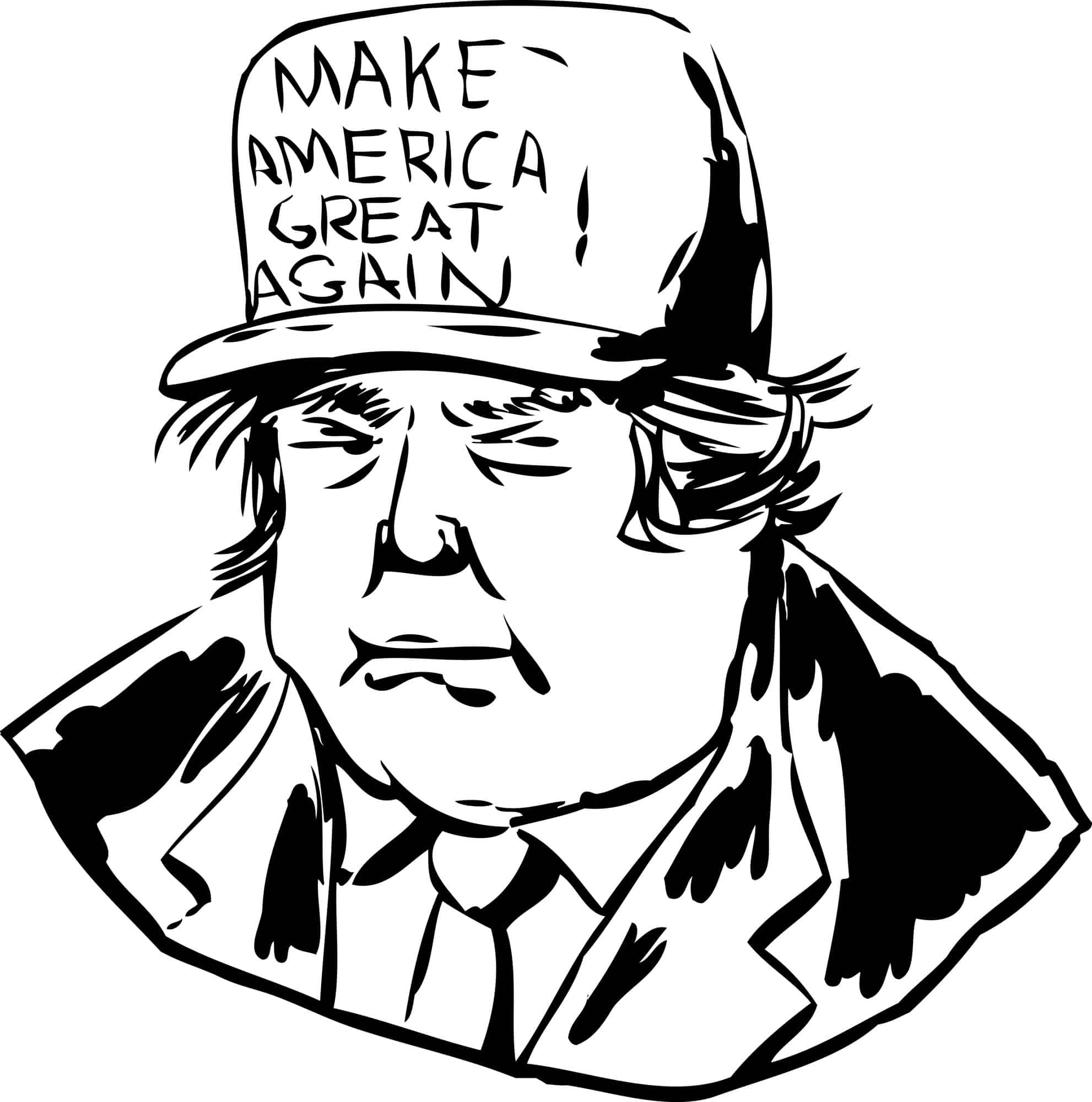 outline of trump wearing white maga hat outline of trump wearing white maga hat